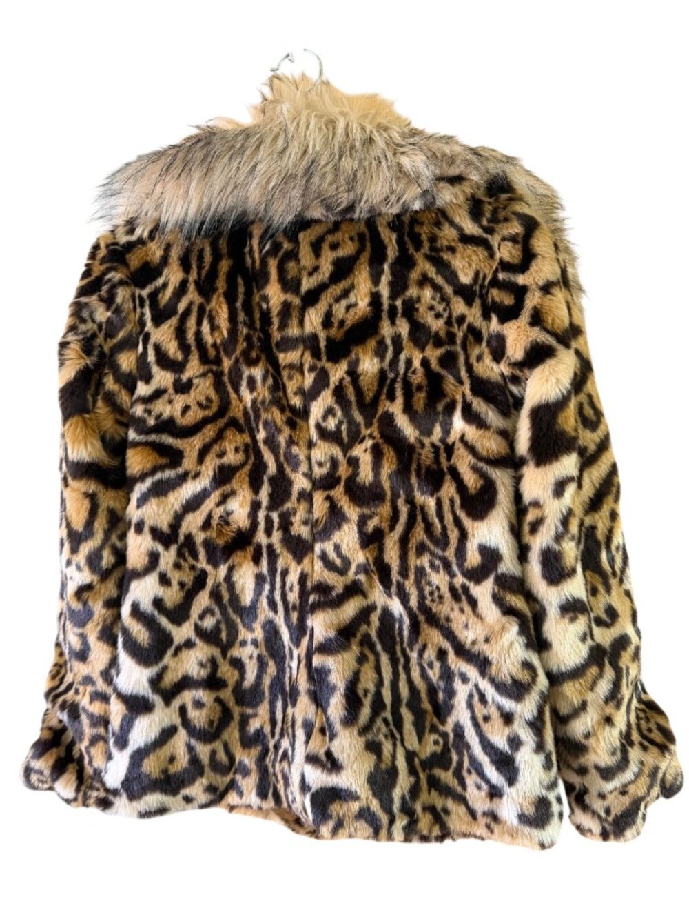 Guess Womens Faux Fur Bold Allover Leopard Coat Phoebe Size XS Brown Casual New - Picture 3 of 14